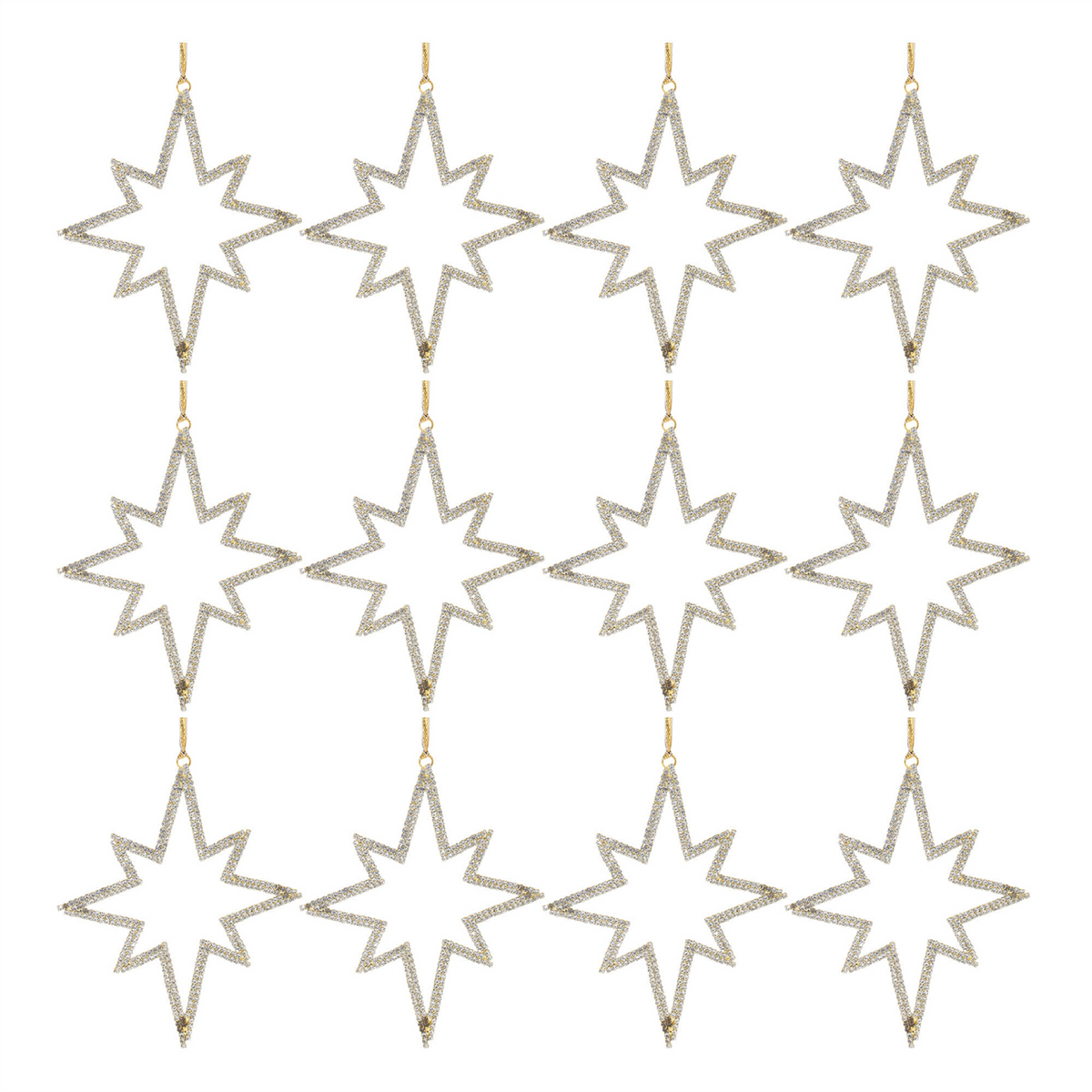 Jeweled Metal Star Ornament (Set of 12)