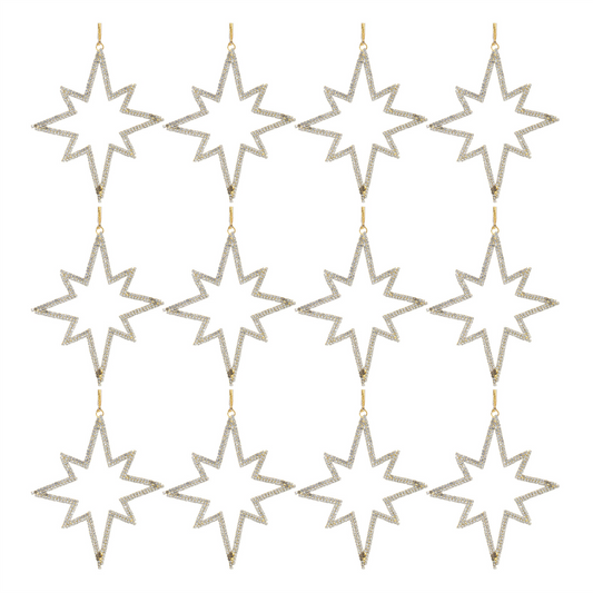Jeweled Metal Star Ornament (Set of 12) -Ship Only