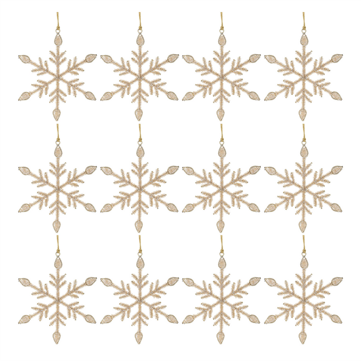 Snowflake Ornament (Set of 12) 6”H Iron/Glass Beads -Ship Only