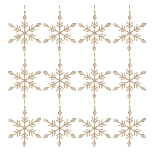 Snowflake Ornament (Set of 12) 6”H Iron/Glass Beads -Ship Only