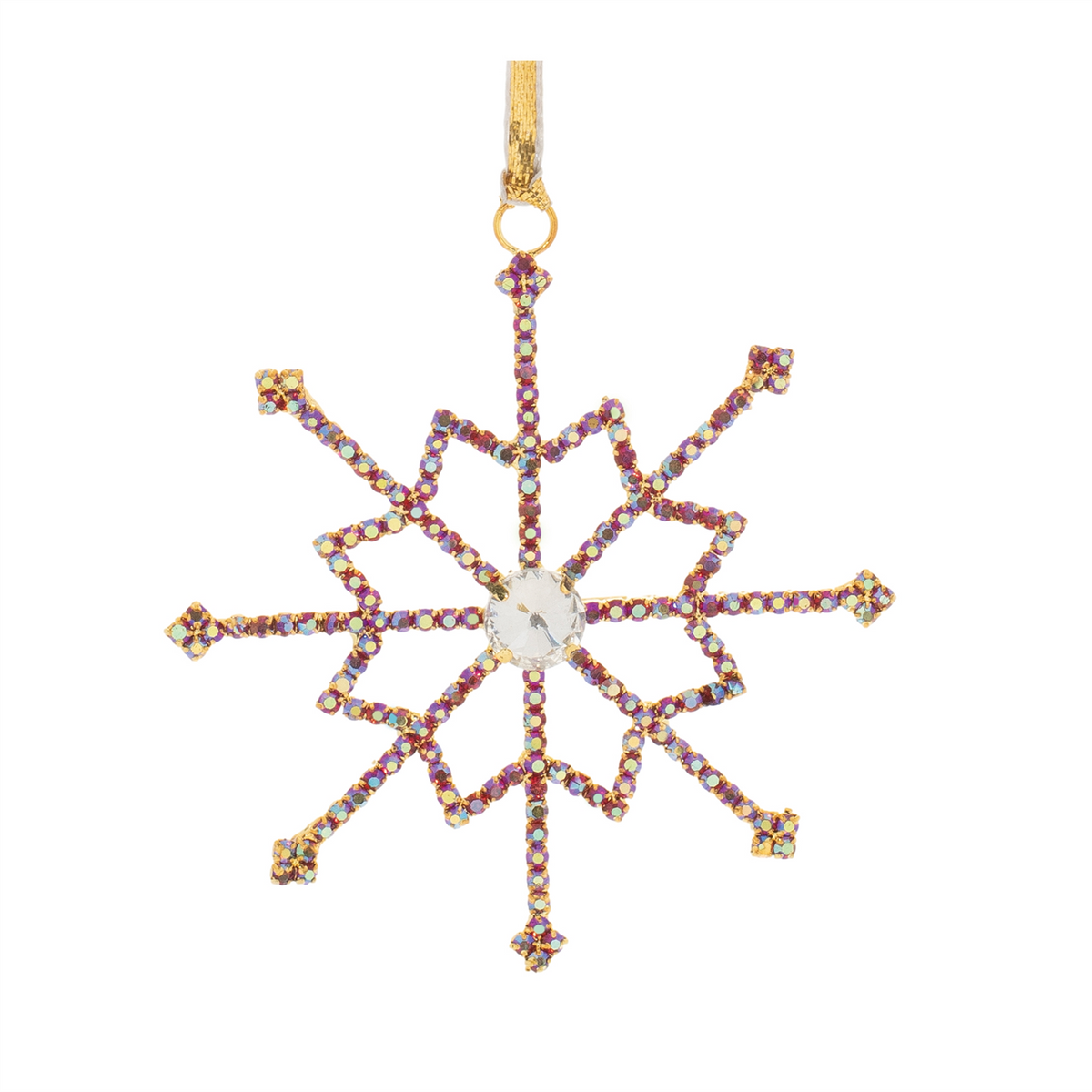 Snowflake Ornament (Set of 12) 3.5”H Iron/Glass Beads -Ship Only