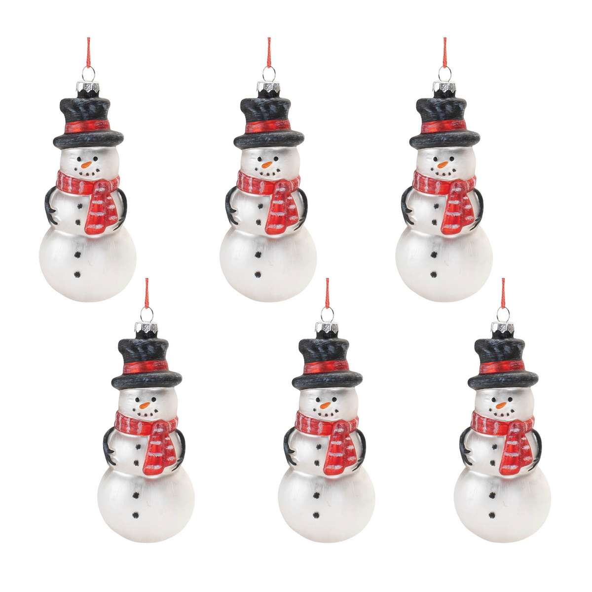 Frosted Glass Snowman Ornament (Set of 6)