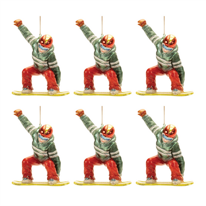 Glittered Glass Snowboarder Ornament (Set of 6)
