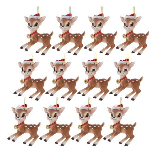Fawn Ornament (Set of 12) 3”H Resin -Ship Only