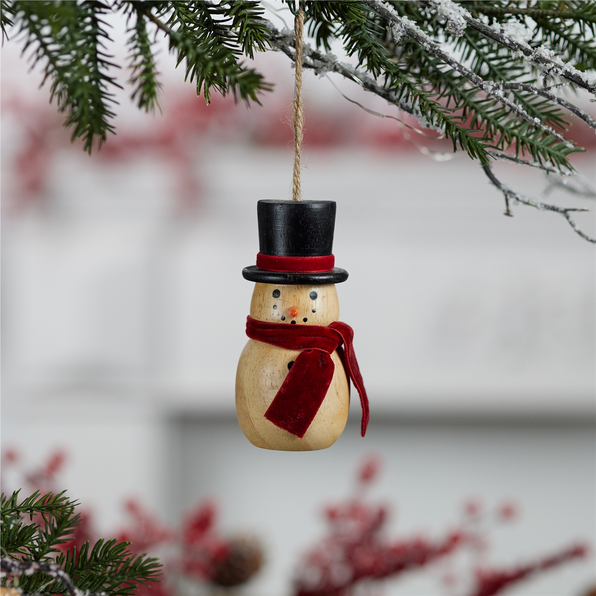 Wooden Snowman Ornament (Set of 12) -Ship Only