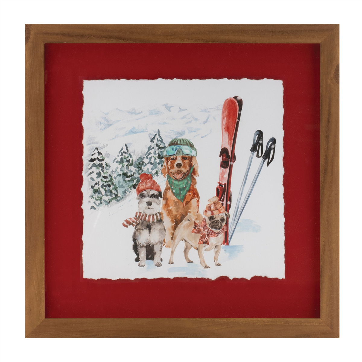 Sled and Ski Dogs Print (Set of 2) 12”SQ Plastic/Canvas/Glass -Ship Only