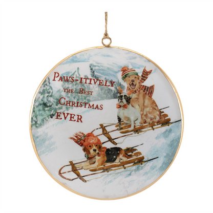 Sled and Ski Dogs Disc Ornament (Set of 6)