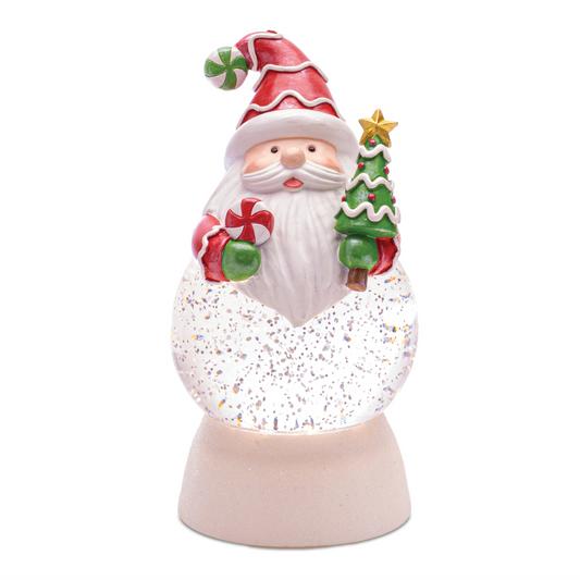 LED Peppermint Santa Snow Globe (Set of 2) -Ship Only