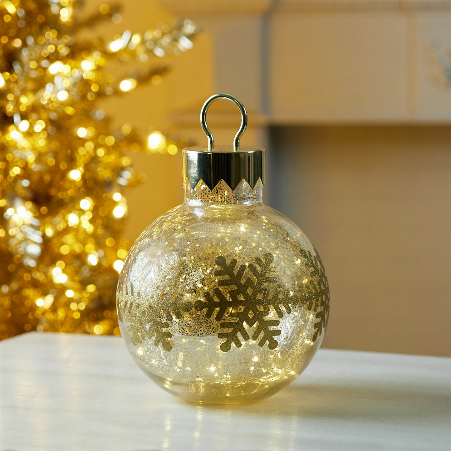 LED Mercury Glass Ornament 13"H -Ship Only