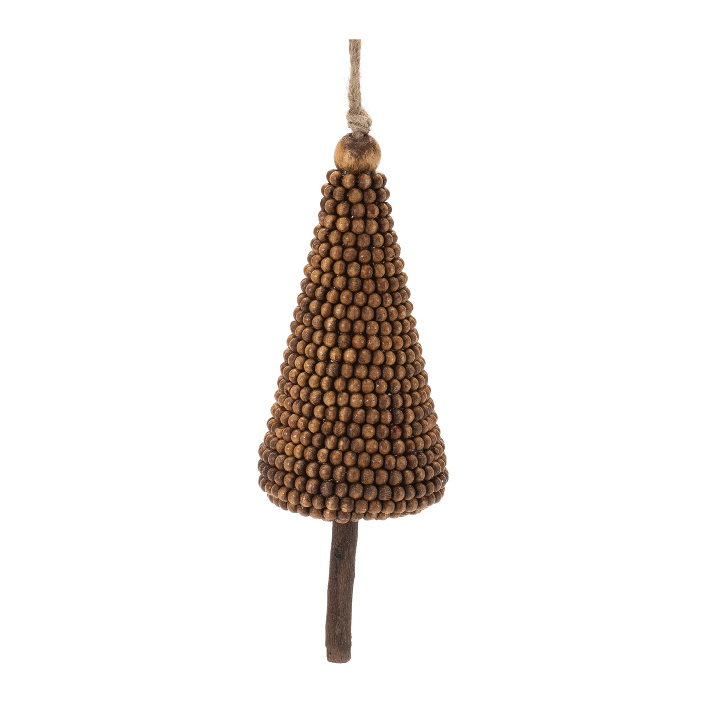 Wood Beaded Pine Tree Ornament (Set of 4)
