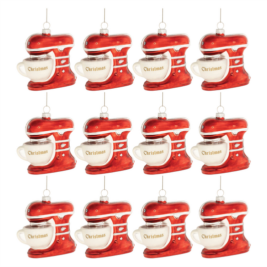 Mixer Ornament (Set of 12) 4”H Glass -Ship Only