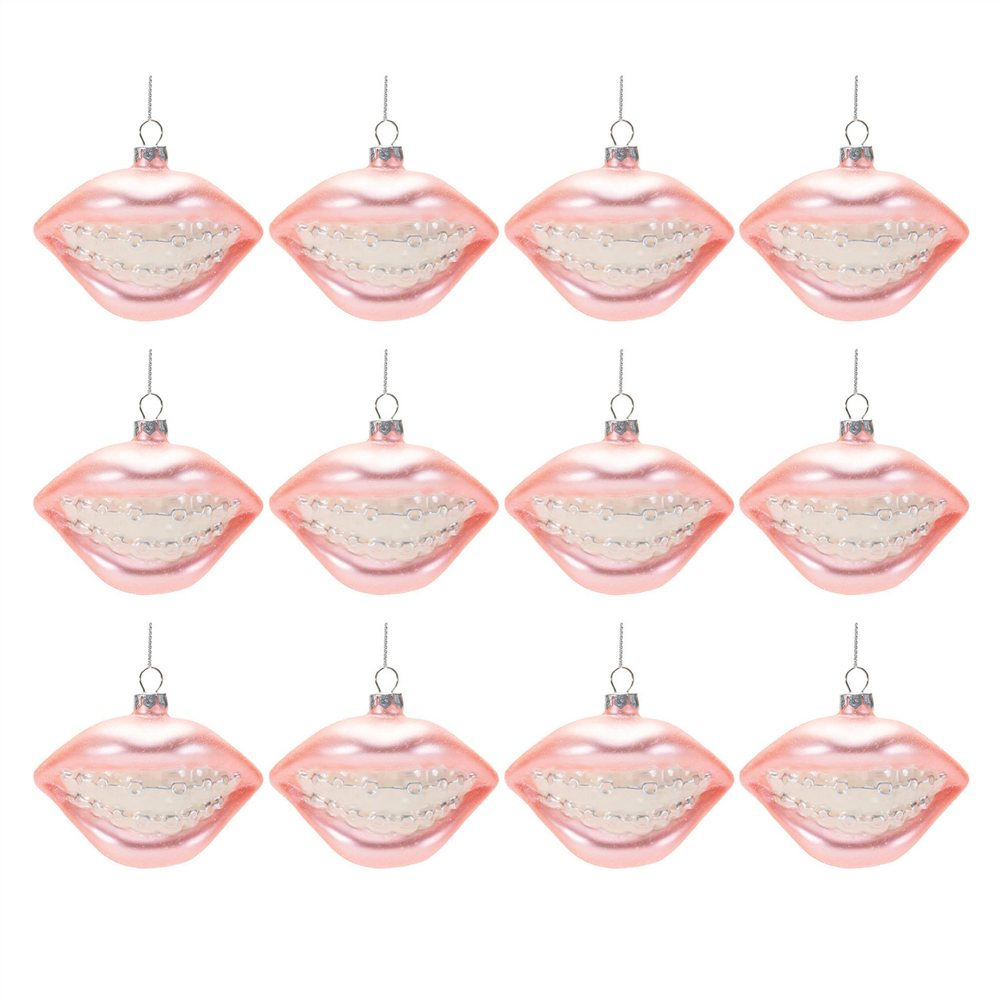 Glass Smile with Braces Ornament (Set of 12)