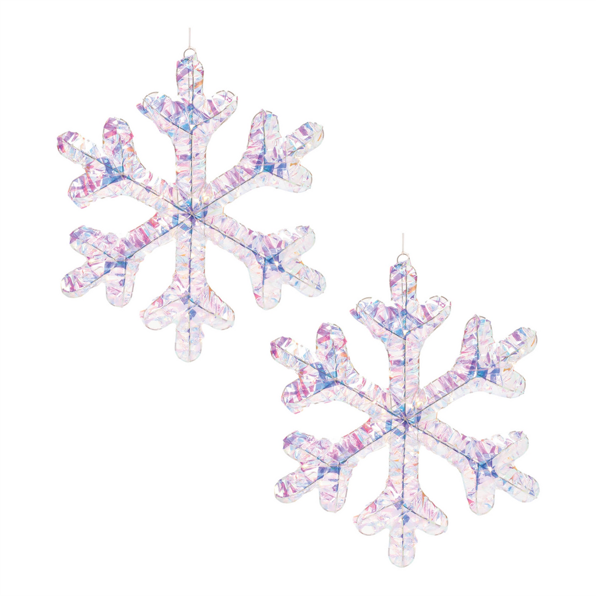 Iridescent LED Hanging Snowflake (Set of 2)