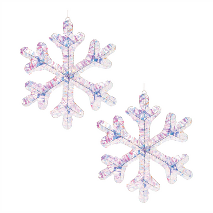 Iridescent LED Hanging Snowflake (Set of 2)