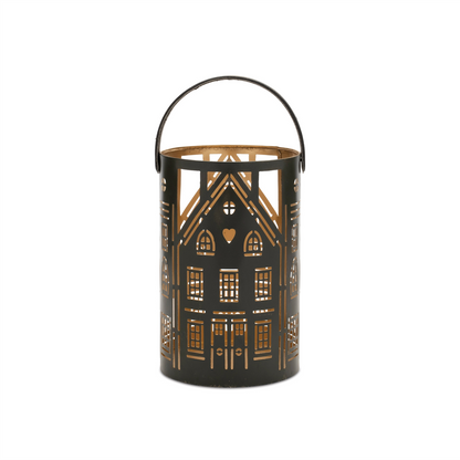 Punched Metal House Lantern (Set of 3)