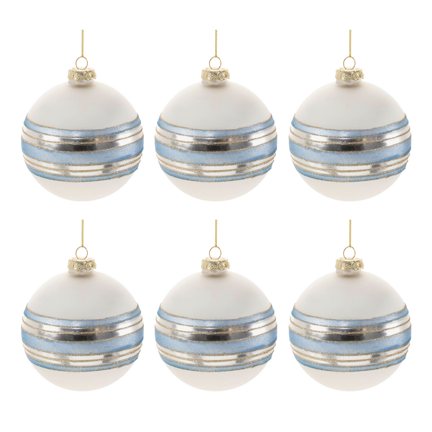 Striped Glass Ball Ornament (Set of 6)