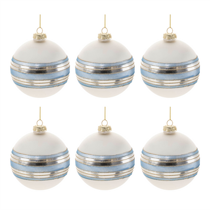 Striped Glass Ball Ornament (Set of 6)
