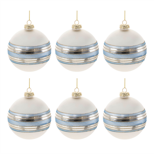 Striped Glass Ball Ornament (Set of 6) -Ship Only