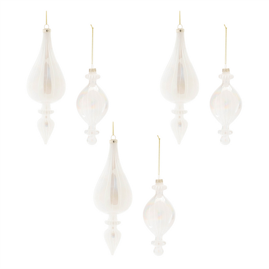 Iridescent Glass Finial Ornament (Set of 6) -Ship Only
