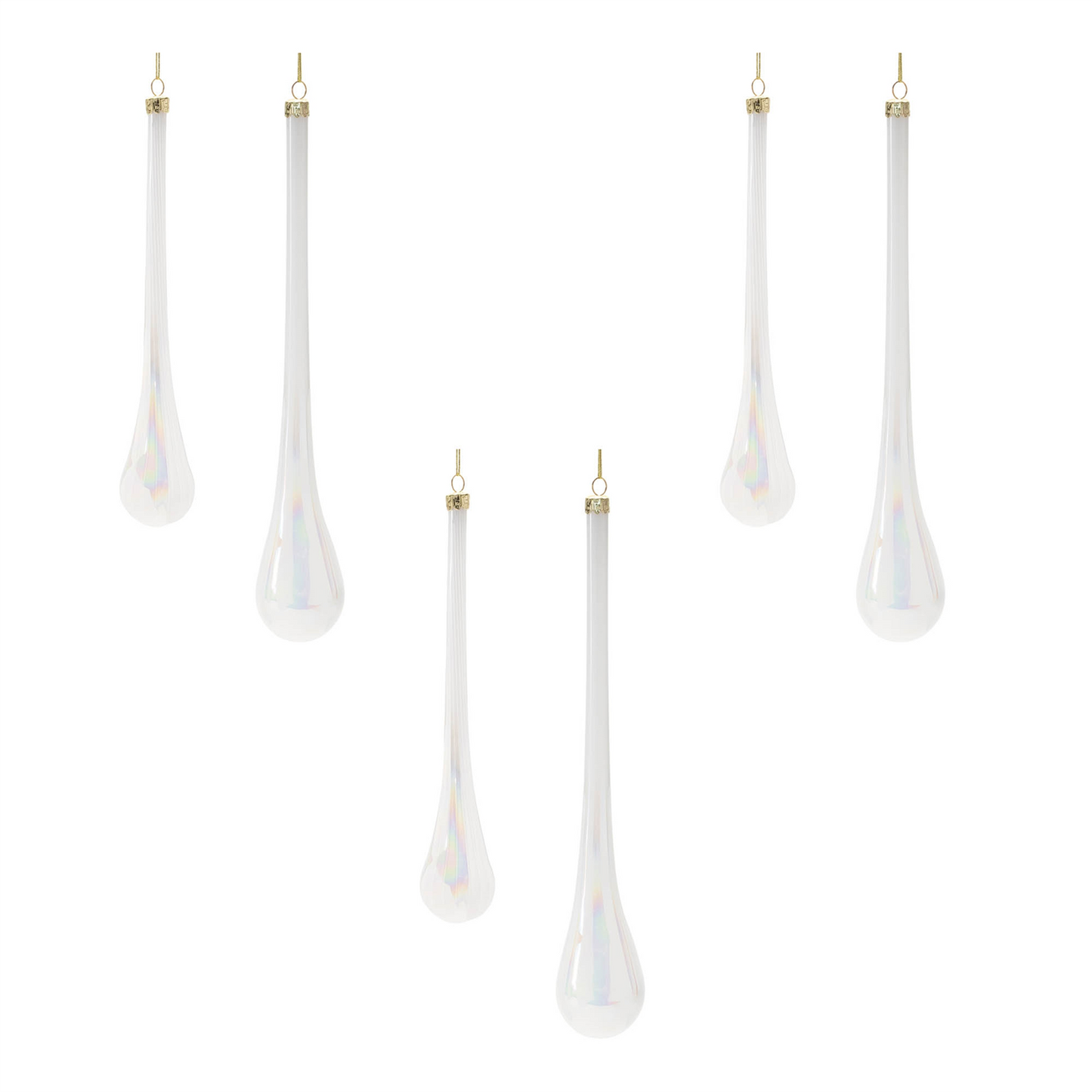 Iridescent Glass Drop Ornament (Set of 6)