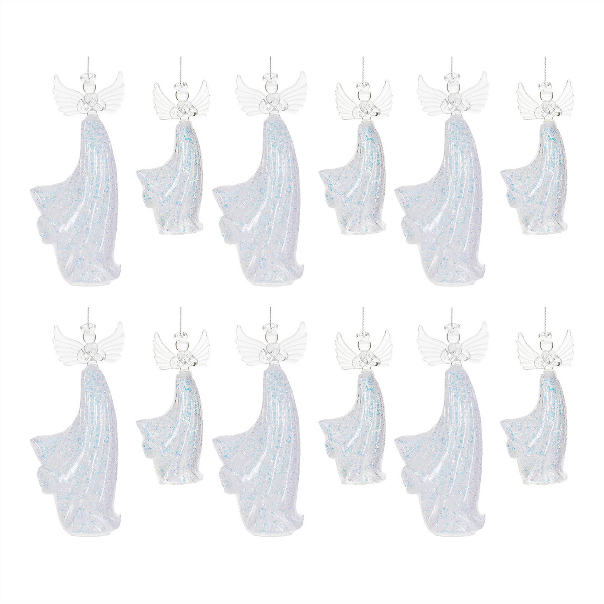 Iridescent Glass Angel Ornament (Set of 6)