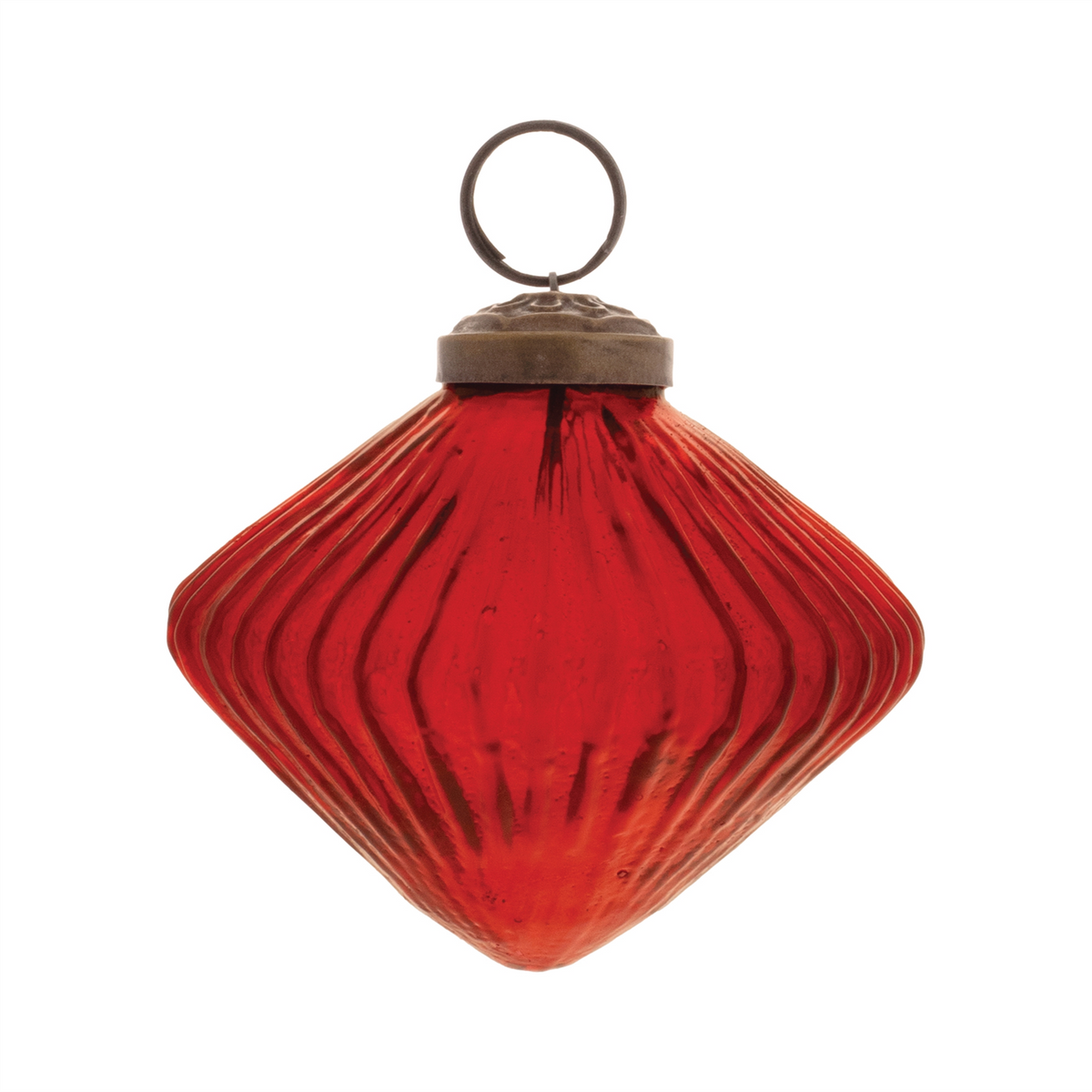 Ribbed Glass Diamond Ornament (Set of 12) -Ship Only
