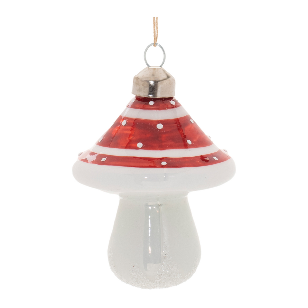 Glittered Glass Mushroom Ornament (Set of 6)