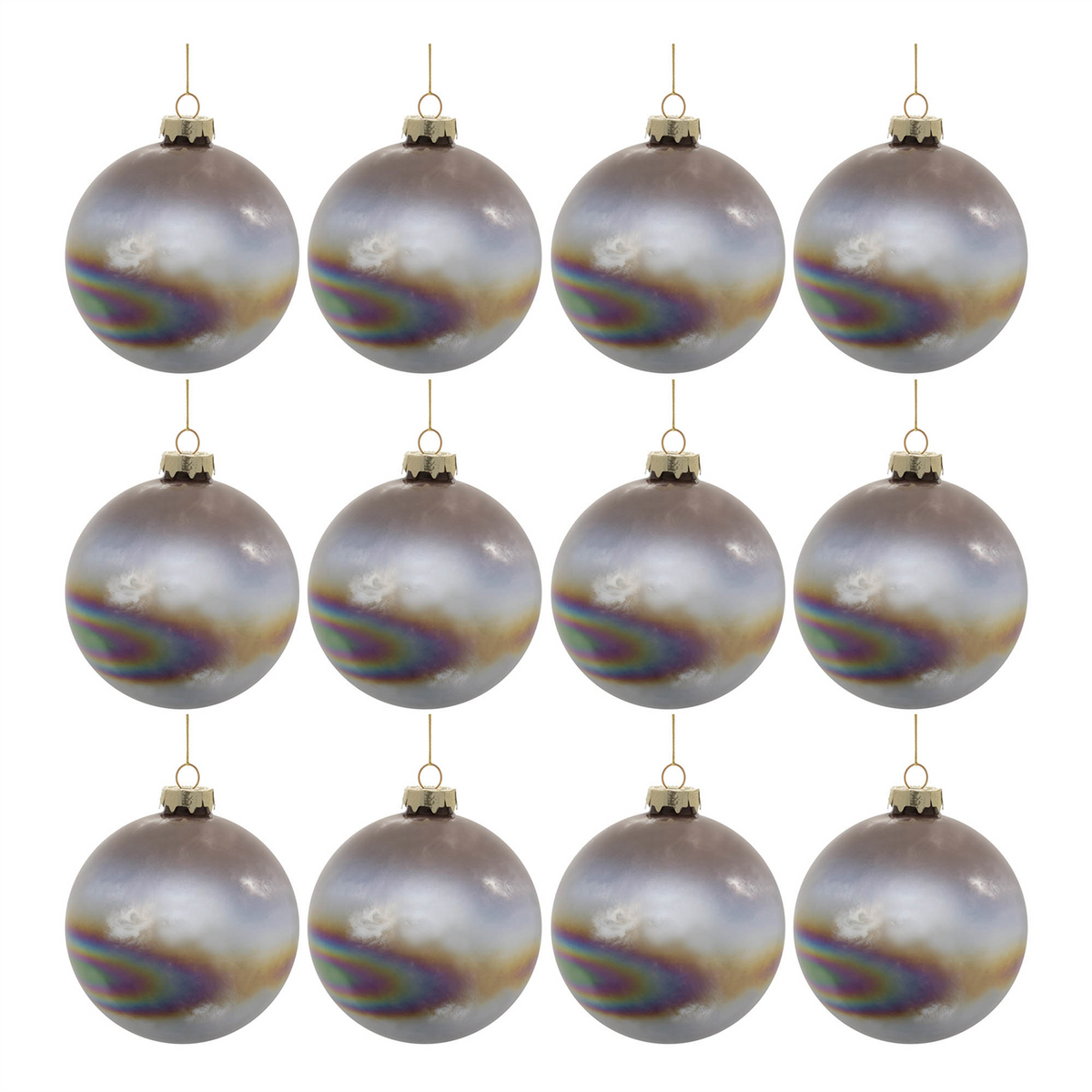 Iridescent Glass Ball Ornament (Set of 12)