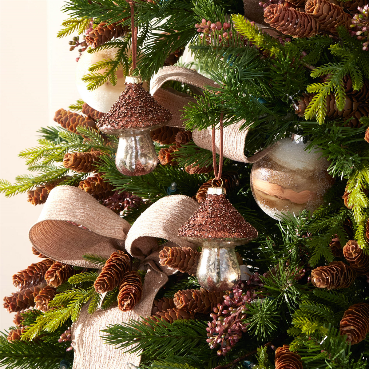 Mushroom Ornament (Set of 6) 4”H Glass -Ship Only