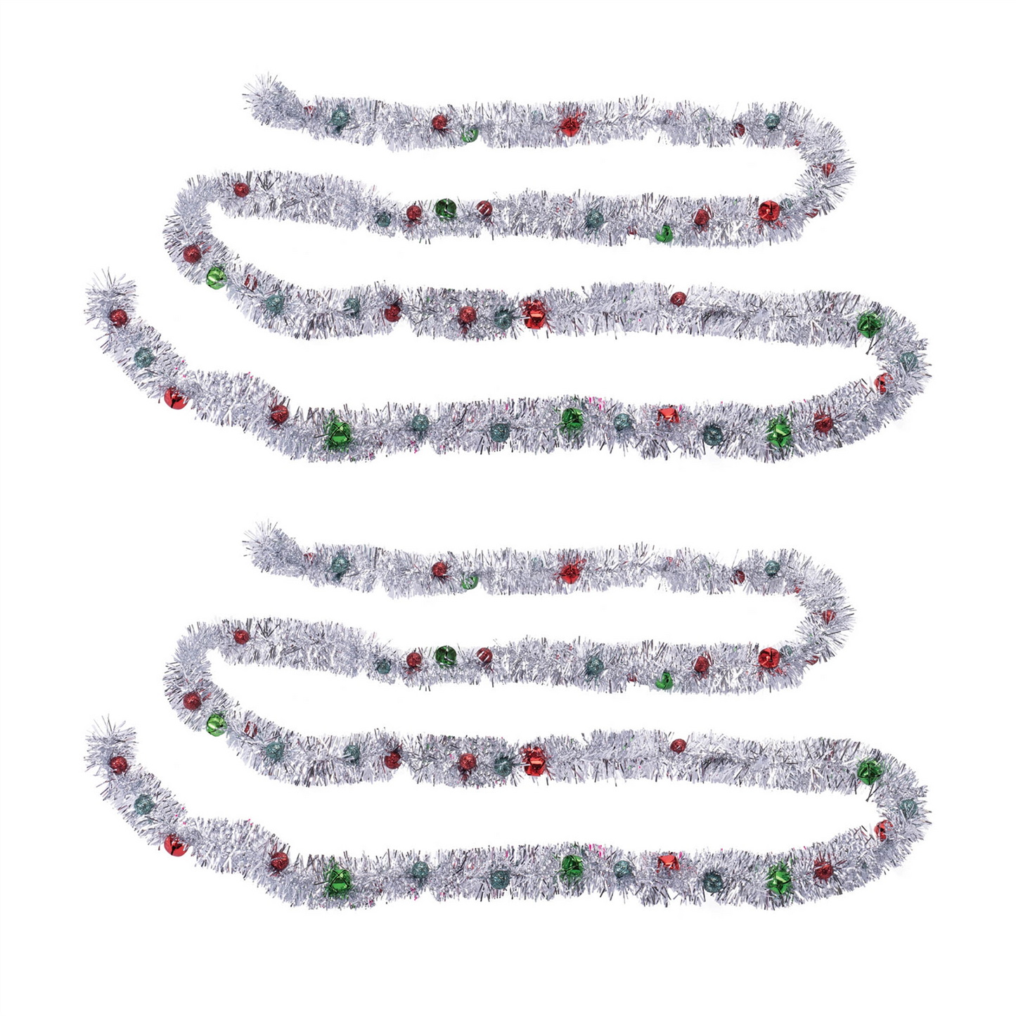 Tinsel Sleigh Bell Ornament Garland (Set of 2)