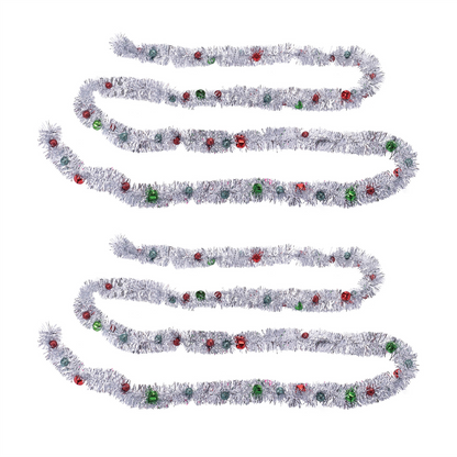 Tinsel Sleigh Bell Ornament Garland (Set of 2)