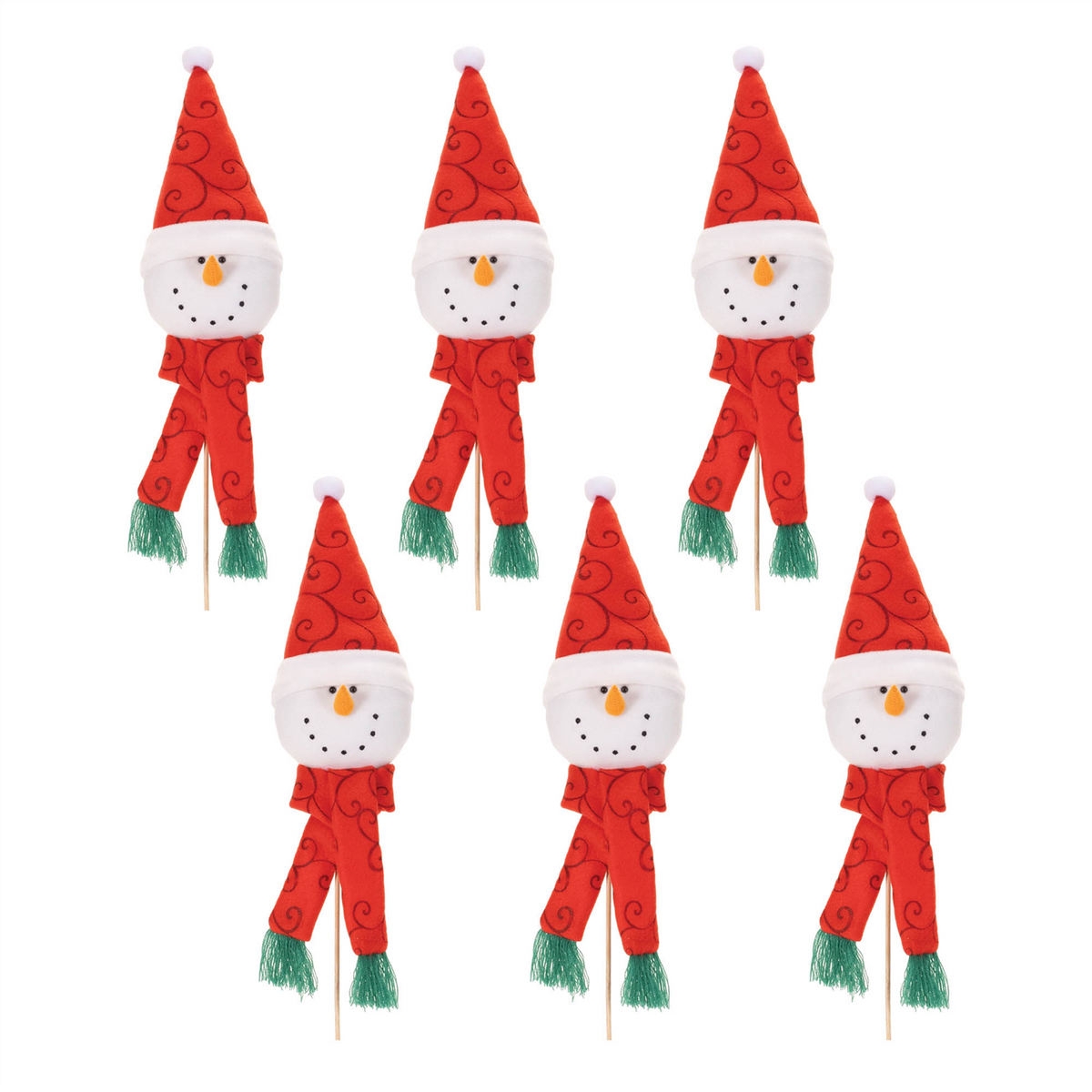 Plush Snowman Head Pick (Set of 6)