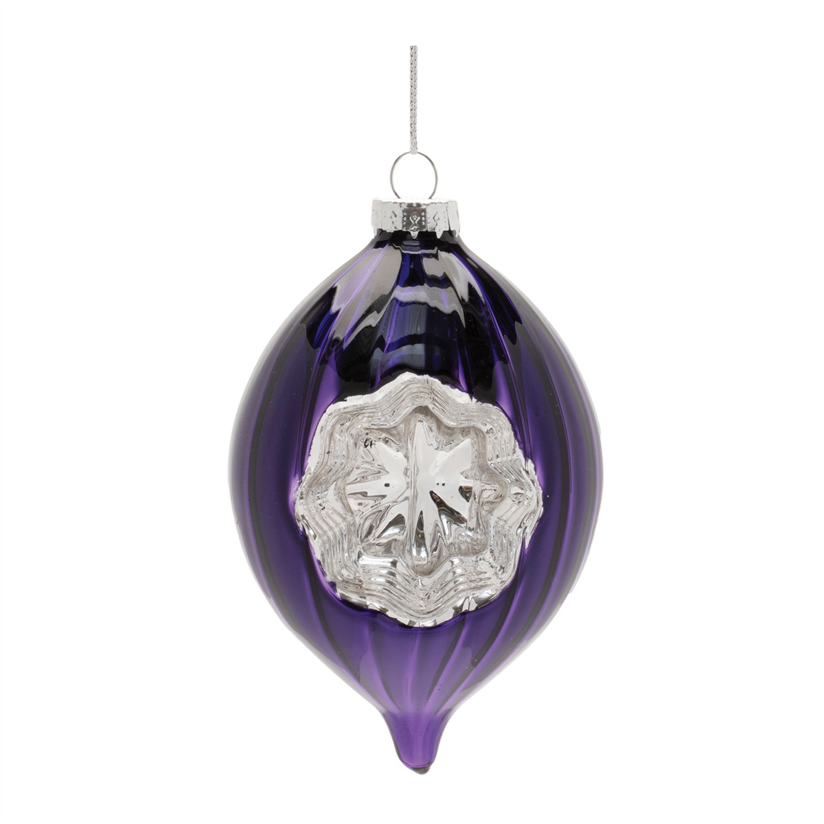 Purple Glass Reflector Ornaments – Set of 12