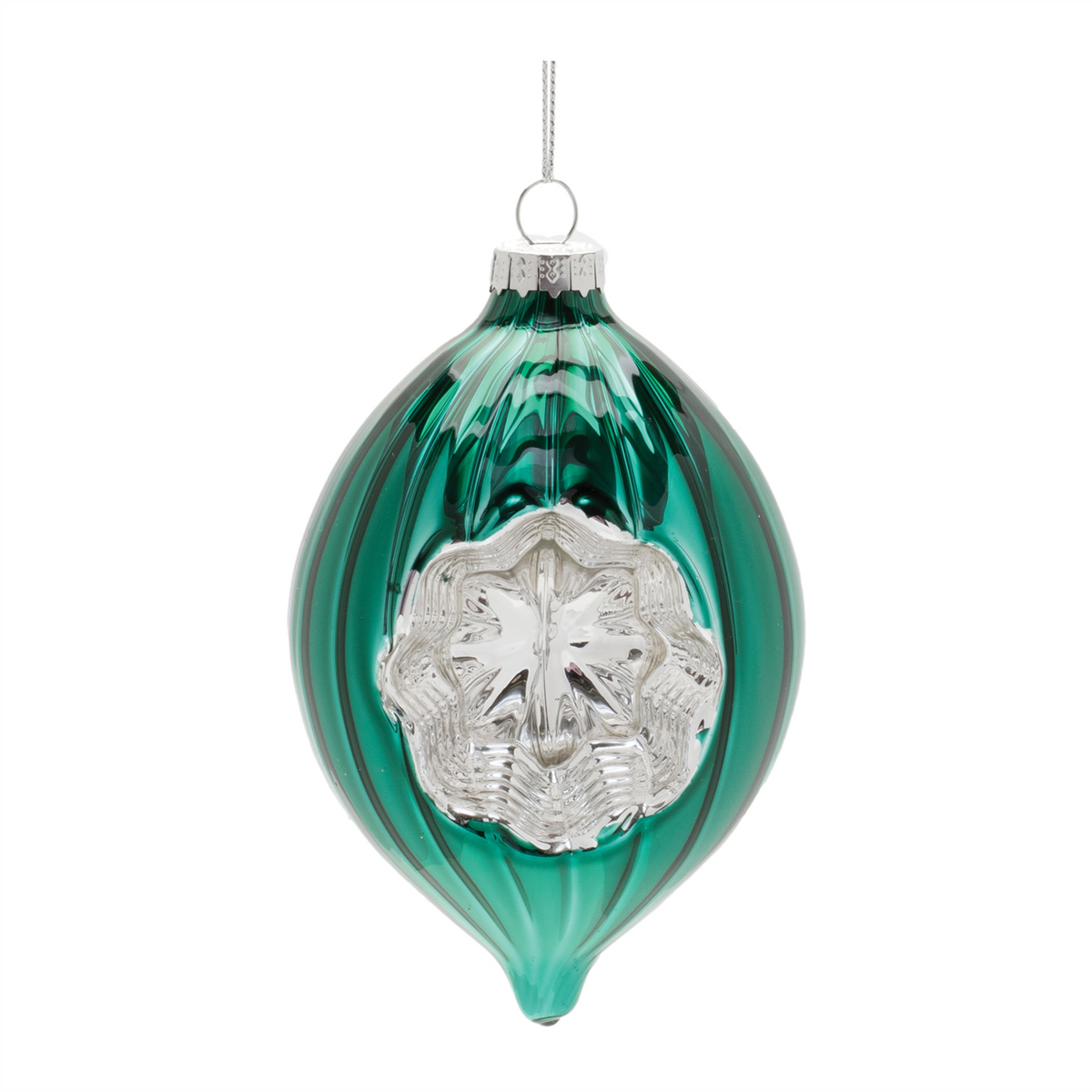 Green Glass Reflector Ornaments – Set of 12