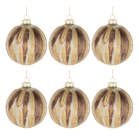 Glitter Painted Glass Ball Ornament (Set of 6) -Ship Only