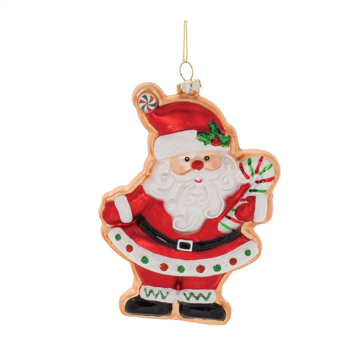 Santa and Snowman Cookie Ornament (Set of 12) 5”H Glass -Ship Only