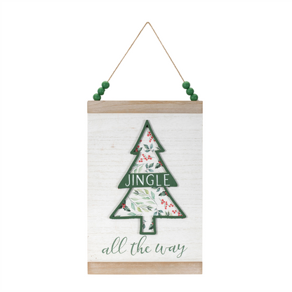 Wood Beaded Merry Christmas Banner (Set of 2)