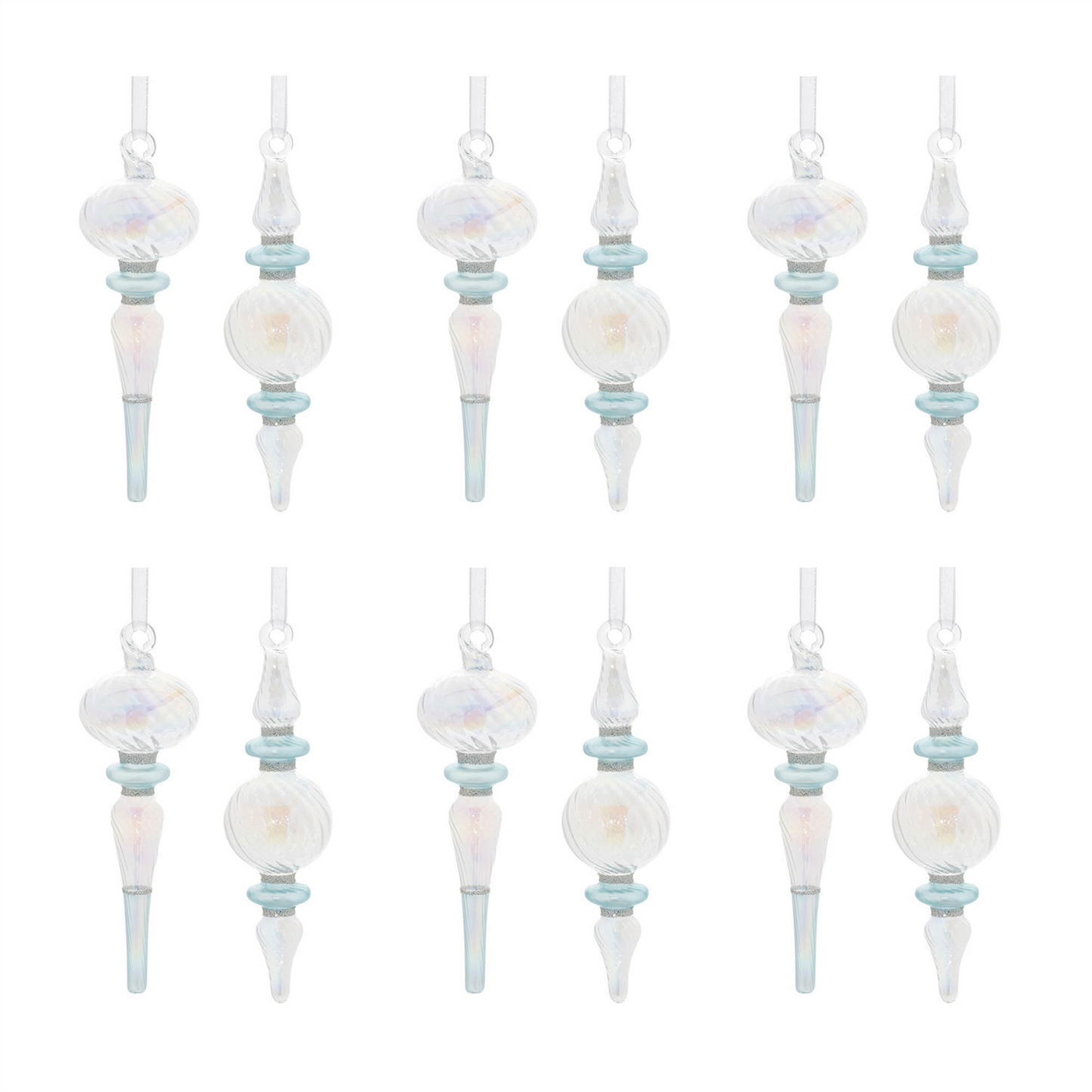 Iridescent Finial Drop Ornament (Set of 12)