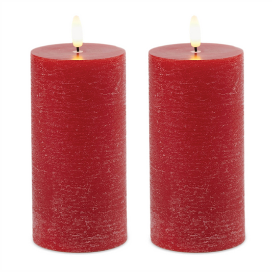 FIA Wick Red Pillar Candle (Set of 2) -Ship Only