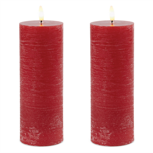 FIA Wick Red Pillar Candle (Set of 2) -Ship Only