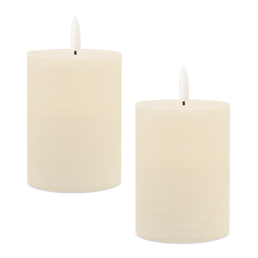 FIA Wick Ivory Pillar Candle (Set of 2) -Ship Only