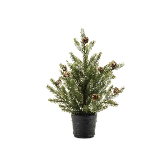 Potted Mini Pine Tree (Set of 2) 15"H, 20"H Plastic -Ship Only