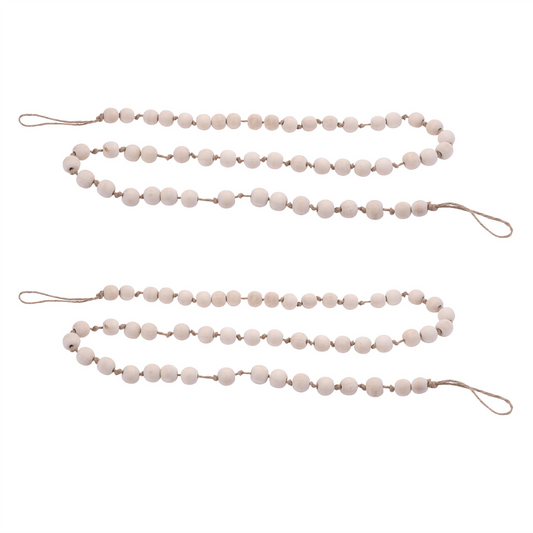 Wood Beaded String Garland (Set of 2) -Ship Only