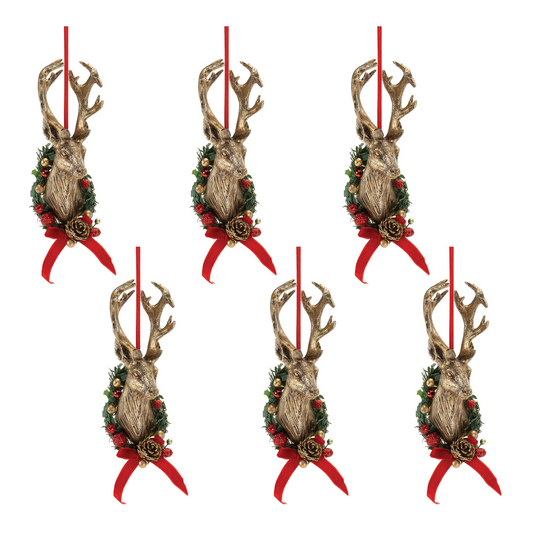 Deer Head Mount Ornament (Set of 6) -Ship Only