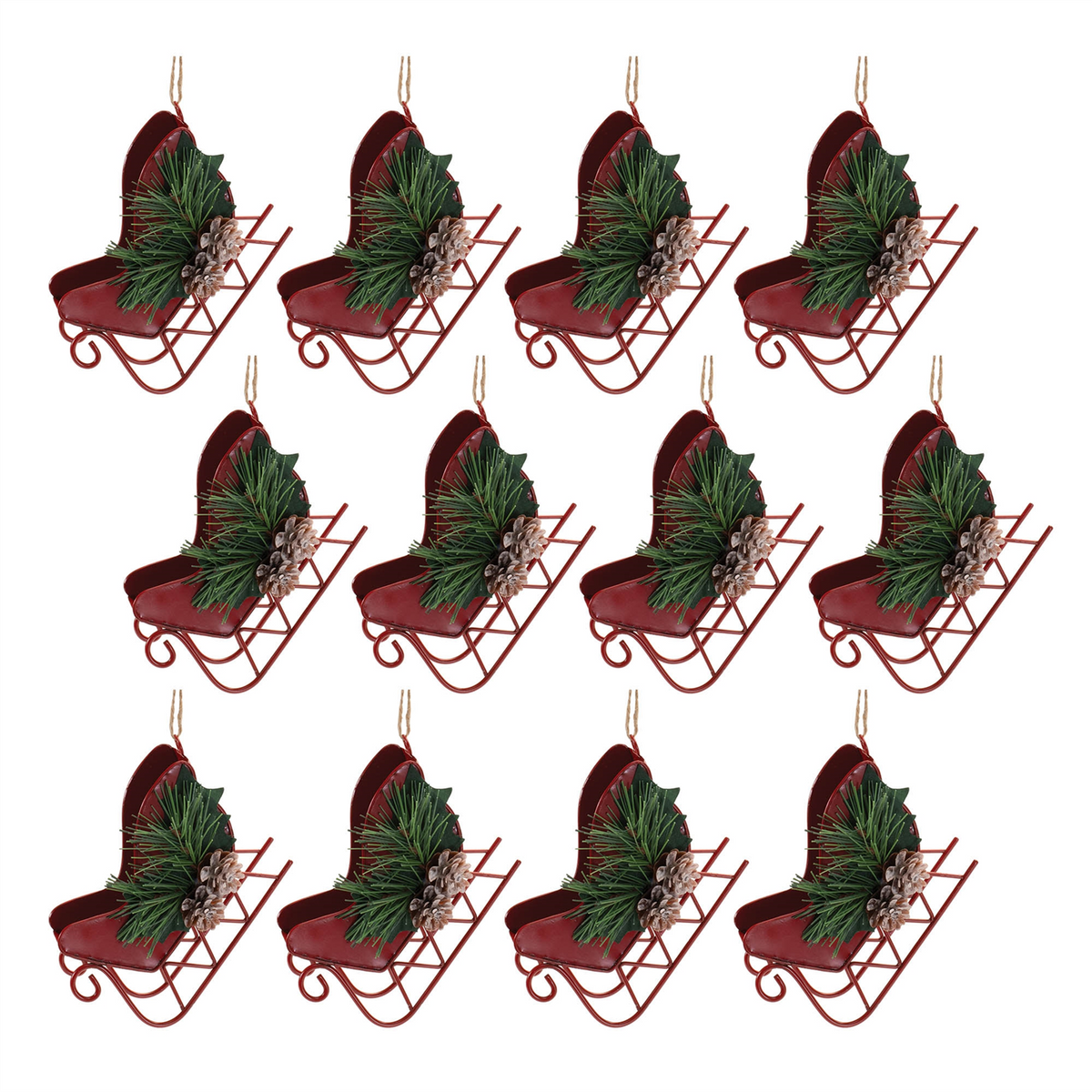 Metal Sleigh Ornament (Set of 12)