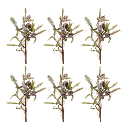 Pine Twig and Pinecone Spray (Set of 6)