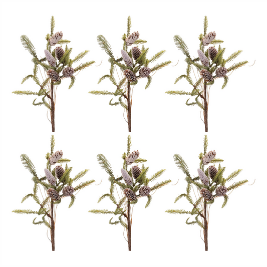 Pine Twig and Pinecone Spray (Set of 6) -Ship Only