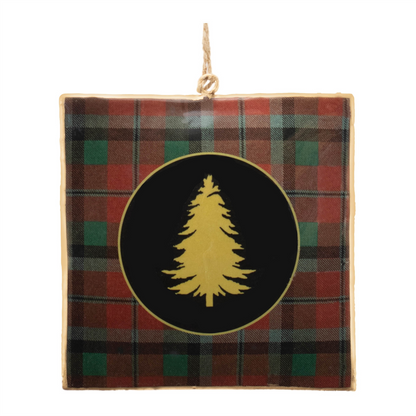 Plaid Square Ornament (Set of 6)