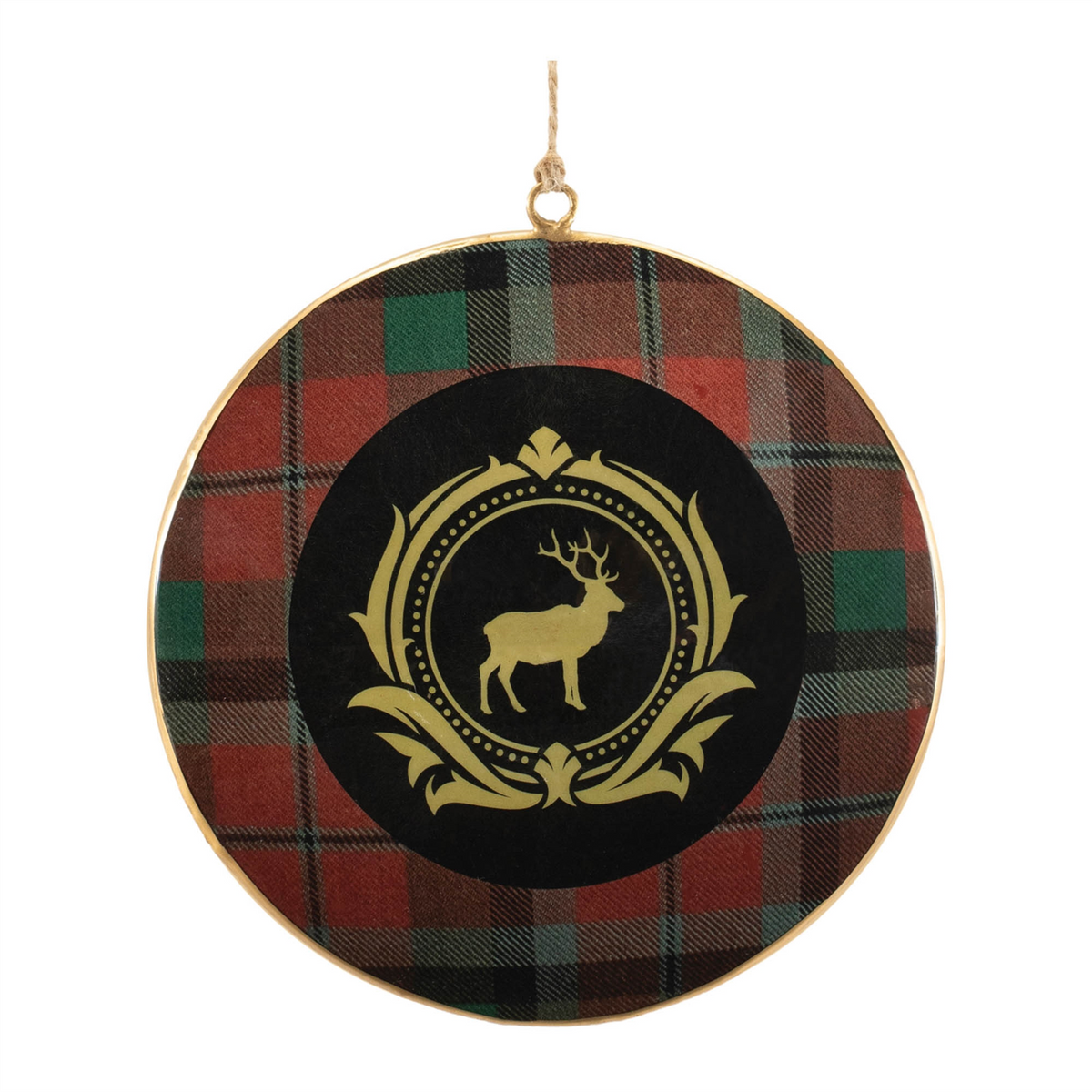 Plaid Disc Ornament (Set of 6) 6”H Iron -Ship Only
