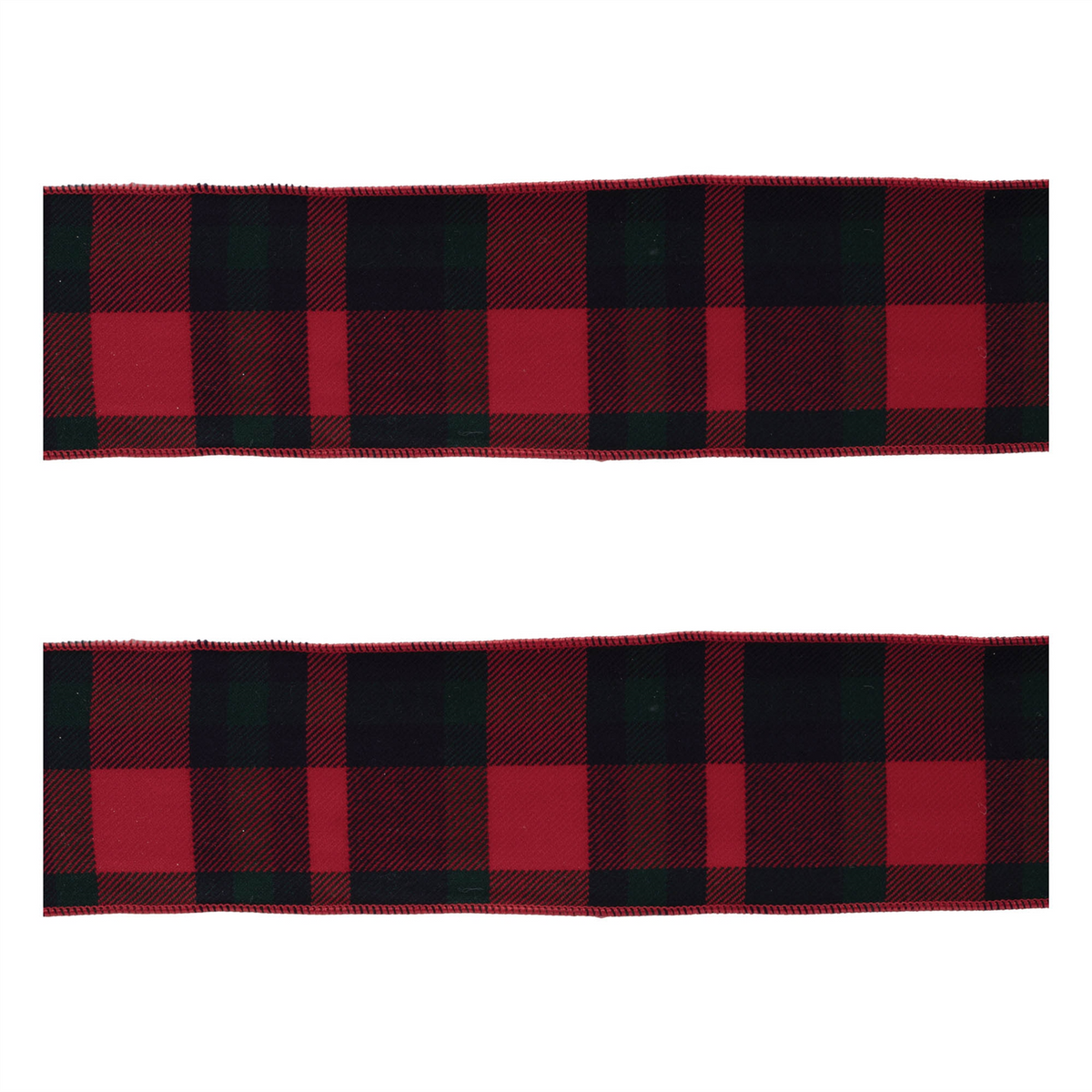 Red and Black Plaid Wired Ribbon (Set of 2)